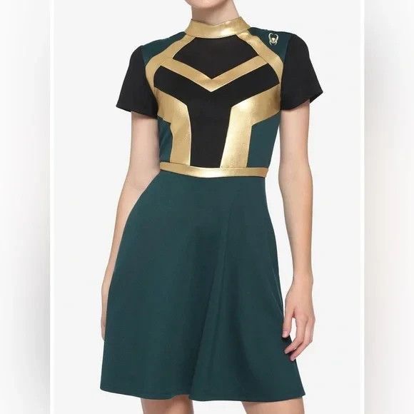 Disney Marvel Her Universe Loki Bounding Cosplay Costume Dress MEDIUM Hot Topic - Picture 1 of 10
